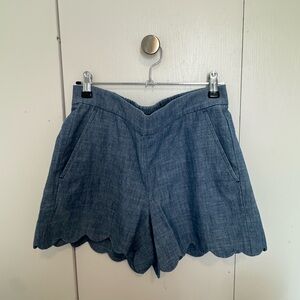 J. Crew 4” chambray scalloped hem short